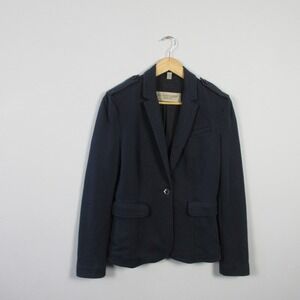 Burberry Brit Knit Blazer Jacket Women 8 Blue Cotton Blend Luxury Designer 572